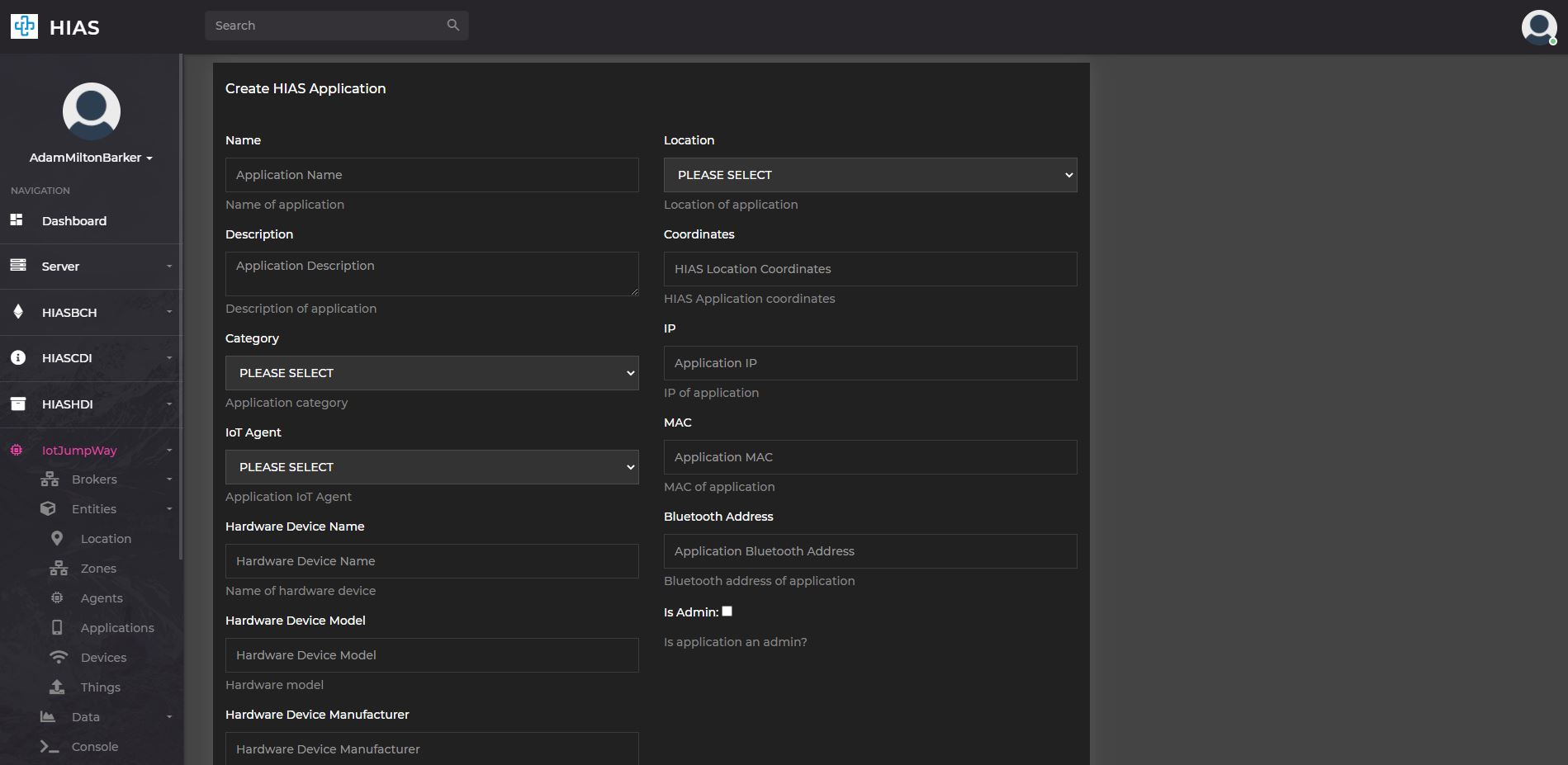 HIAS UI - iotJumpWay Management