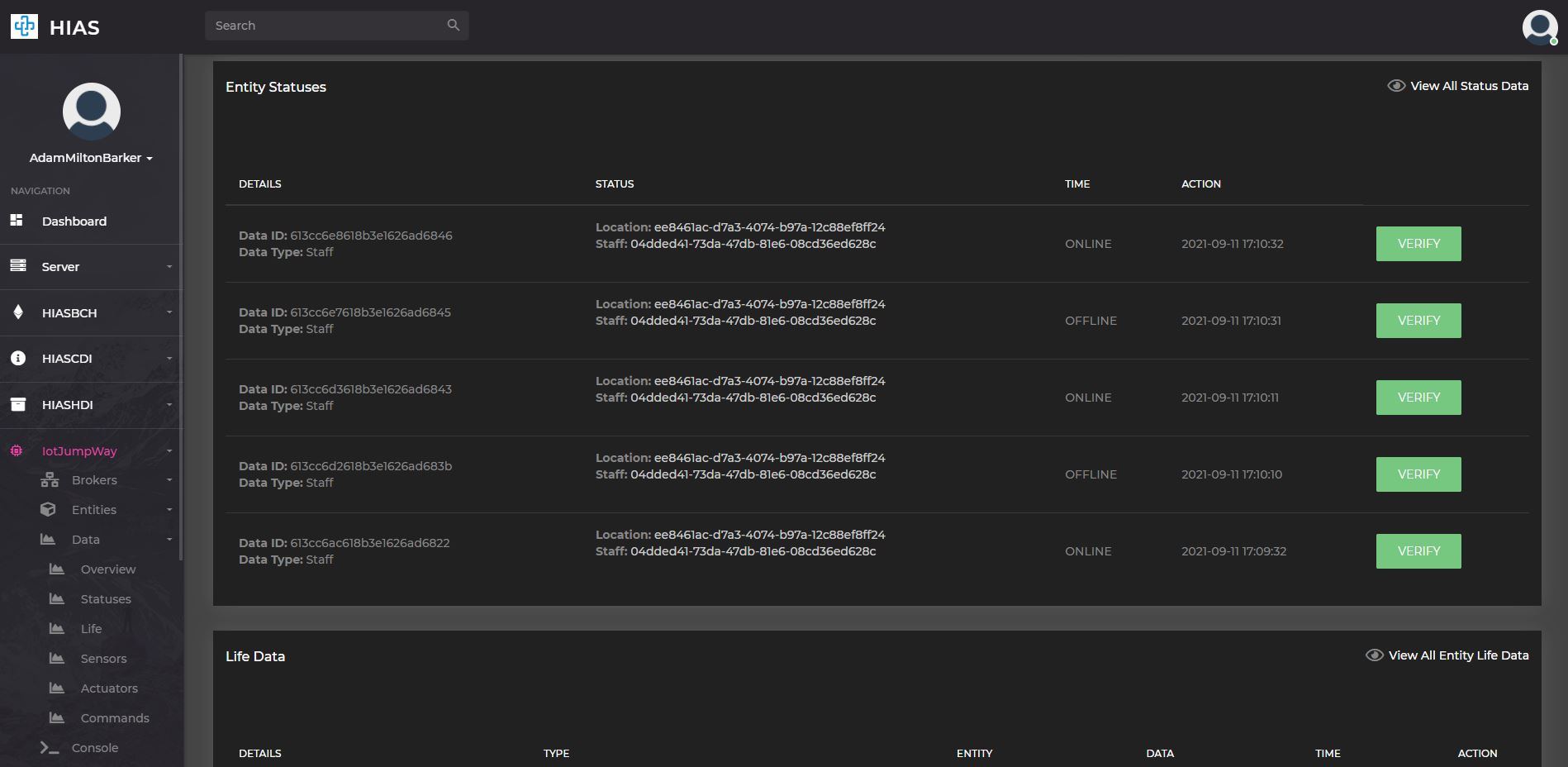 HIAS UI - iotJumpWay Management