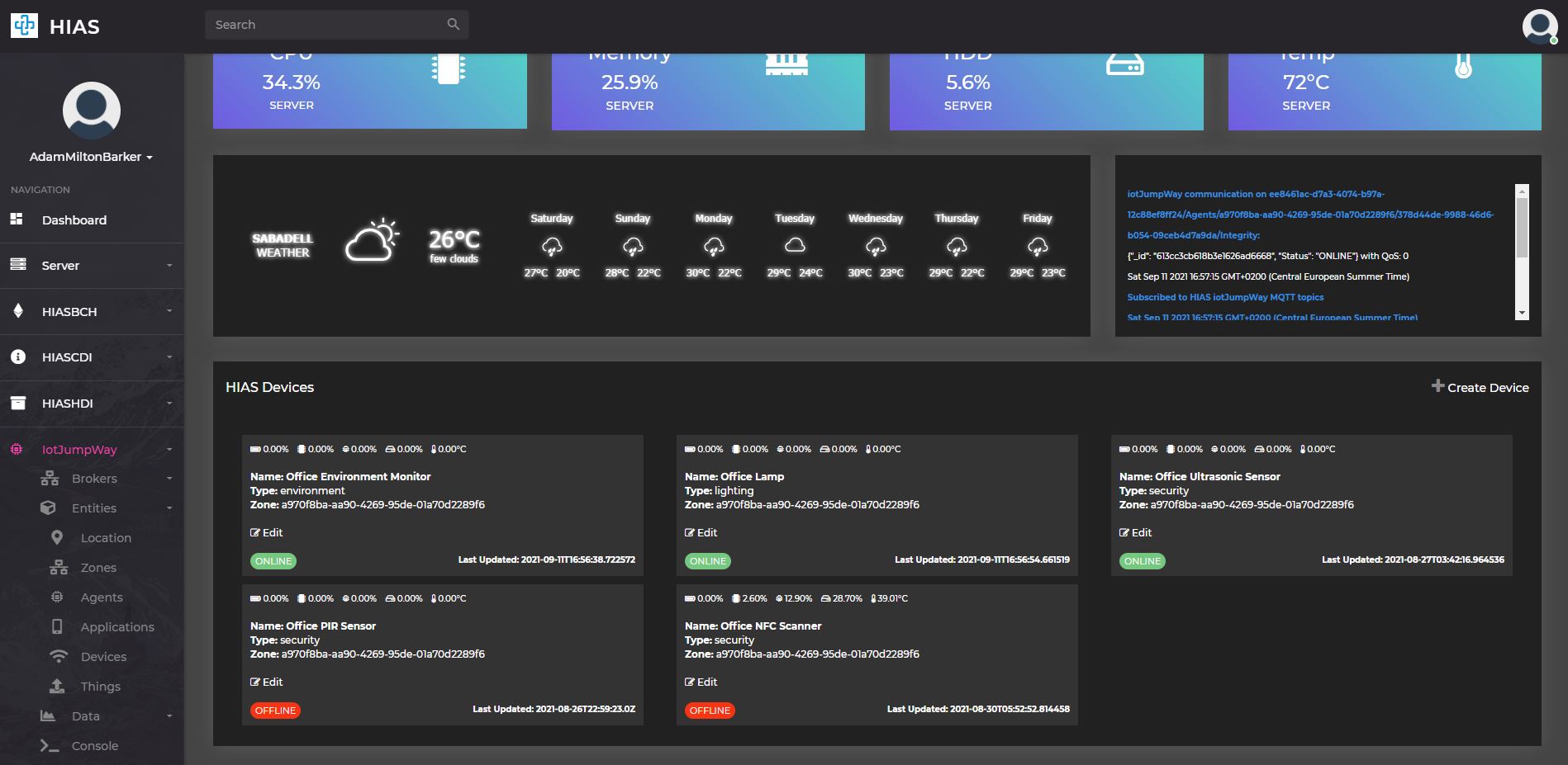 HIAS UI - iotJumpWay Management