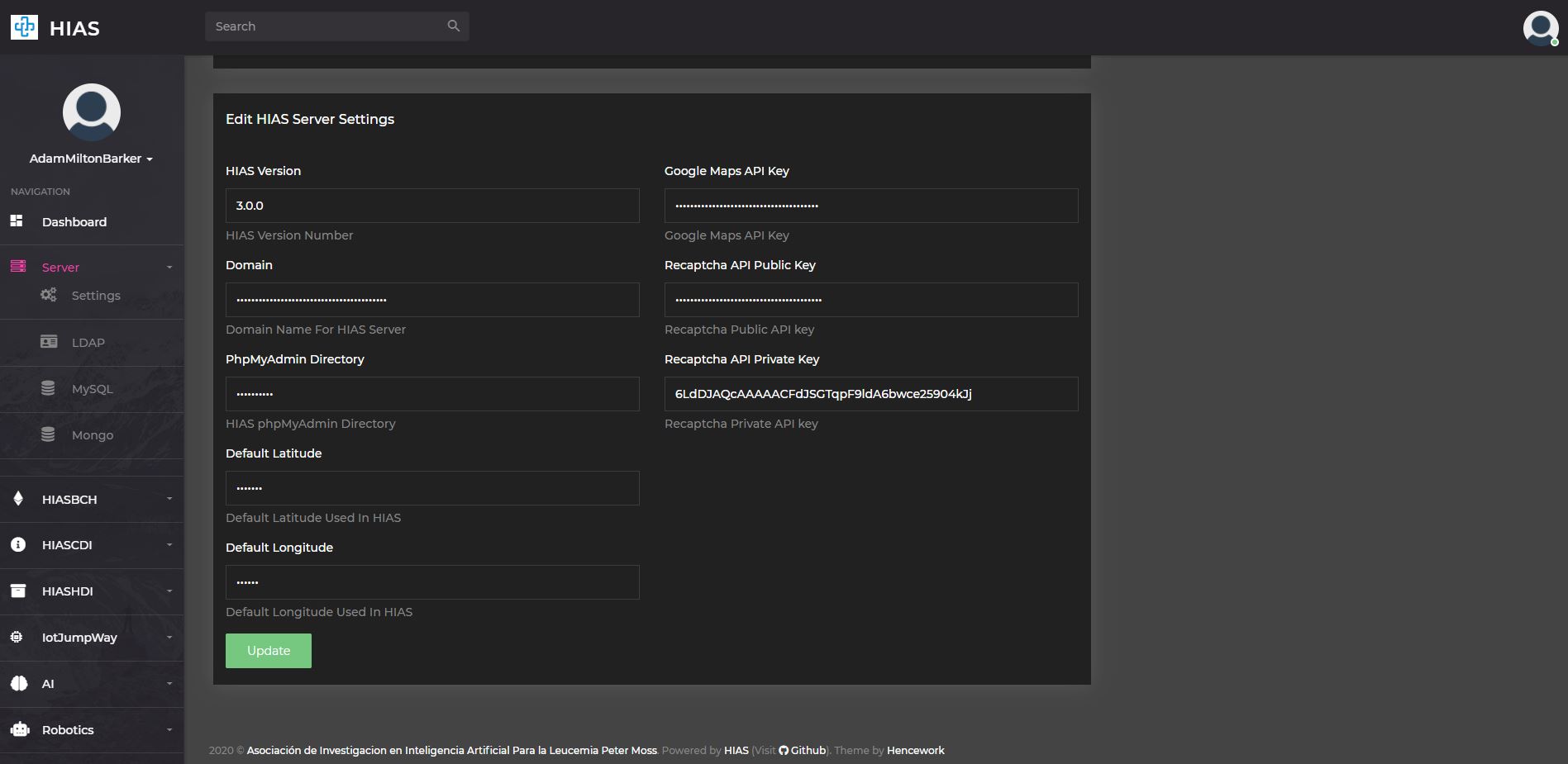 HIAS UI - Server Management
